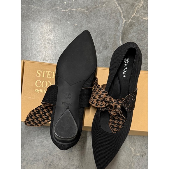 VIVAIA Elegant Black Low Heel Pumps with Bow Detail – Chic Comfort Pointed Toe - Picture 5 of 10